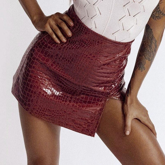 Reptilian High-Waisted Bodycon Skirt