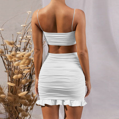 Spaghetti Strap Crop Top with Mini Bodycon Skirt Set