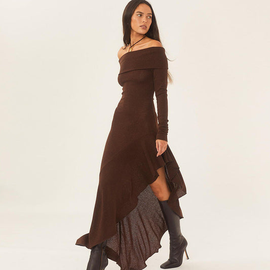 Off-Shoulder Fitted Mermaid Hem Maxi Dress