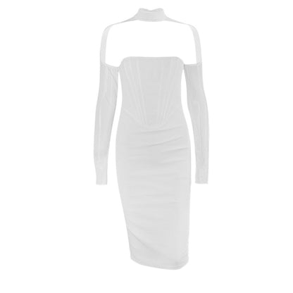 Halter Hollowed Out Bodycon Midi Dress